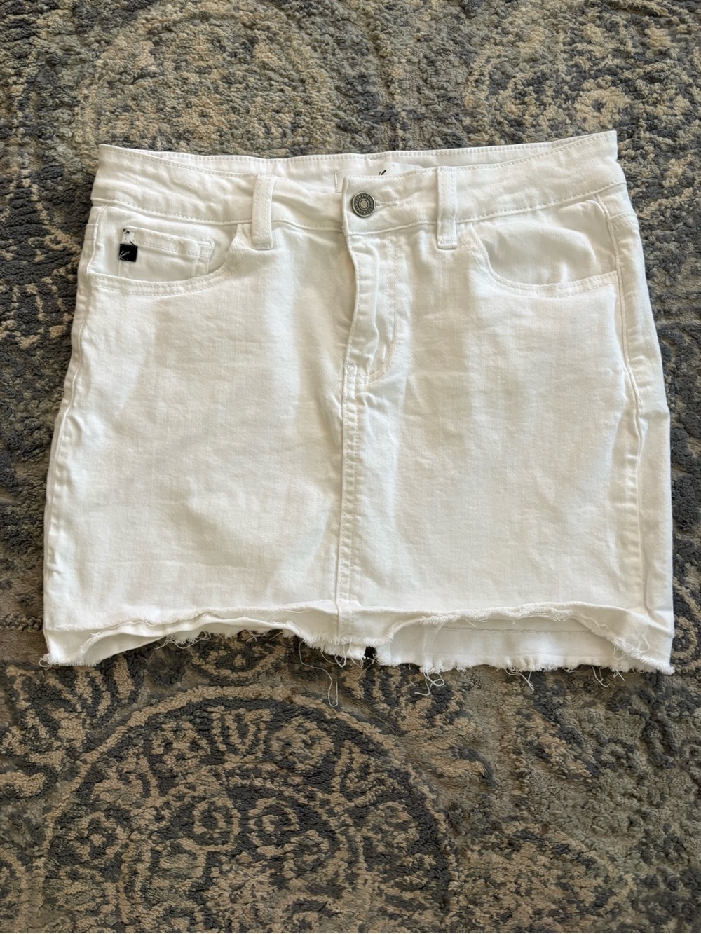 Kan Can White Denim Mini Skirt